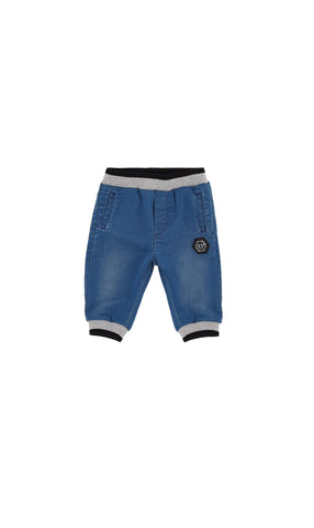 Pantalón largo denim medium blue con logo y bolsillos Philipp Plein