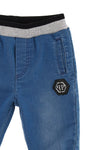 Pantalón largo denim medium blue con logo y bolsillos Philipp Plein