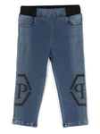 Medium blue denim pants with Philipp Plein logo