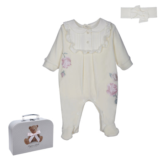 ROPA PARA BEBE - CONJUNTO  CRUDO CON CINTA DE PELO BEBE LAPIN HOUSE