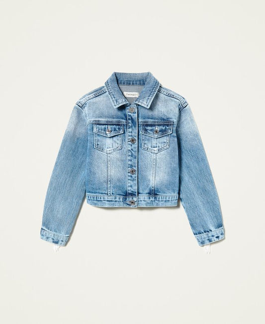 Girls clothing - denim jacket with fringe summer TWINSET