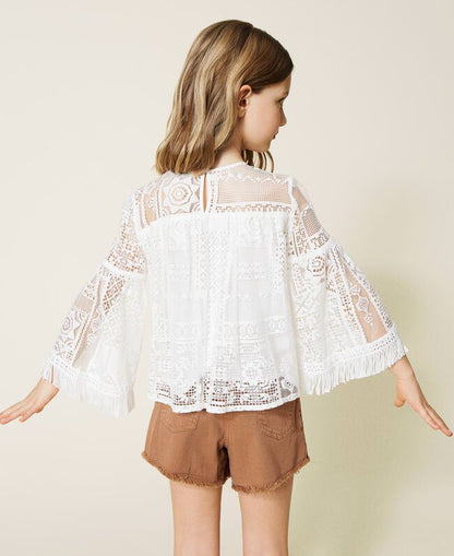Blusa de encaje con flecos  TWINSET
