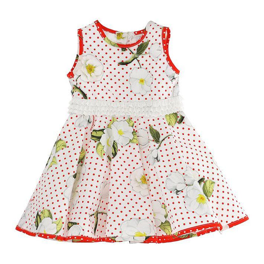 ROPA PARA NIÑOS - VESTIDO CON ROJO Y LAS FLORES MONNALISA - Modini Shop