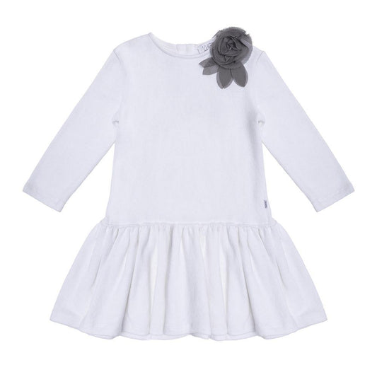 ROPA PARA NIÑOS - VESTIDO BLANCO CON FLOR MAGIL - Modini Shop