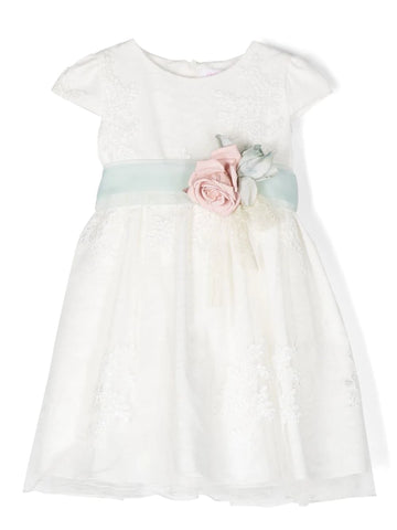376 aquamarine green lace ceremony dress for girls of the brand MIMILÚ