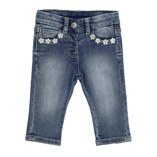 ROPA PARA NIÑOS - TEJANOS CON FLORES MONNALISA - Modini Shop