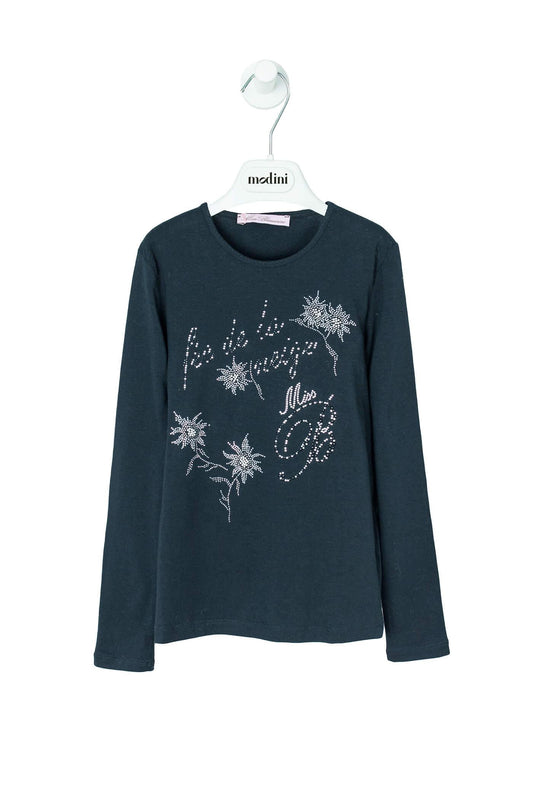 ROPA PARA NIÑOS - CAMISETA NEGRA MISS BLUMARINE - Modini Shop