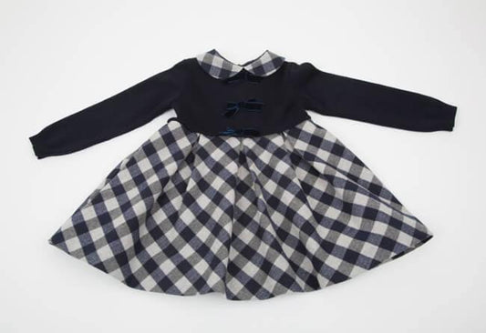 ROPA PARA NIÑAS - VESTIDO A CUADROS BLANCO Y NEGRO  BIMBALO - Modini Shop