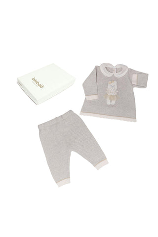SET gris con pantalones y jersey para bebé niña invierno Bimbalò - Modini Shop