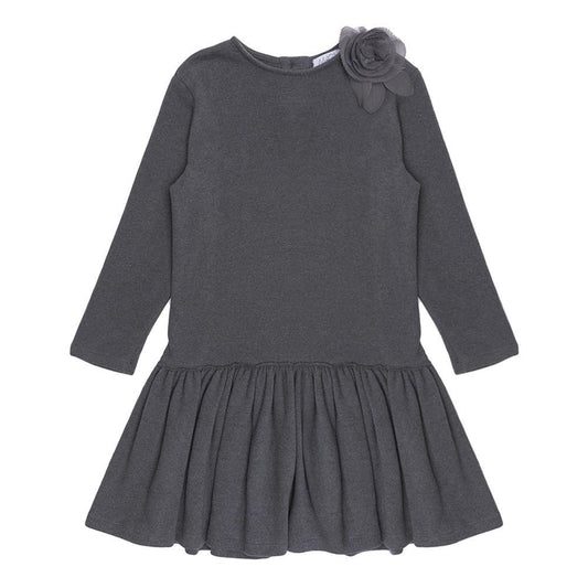 ROPA PARA NIÑOS - VESTIDO GRIS CON FLOR MAGIL - Modini Shop