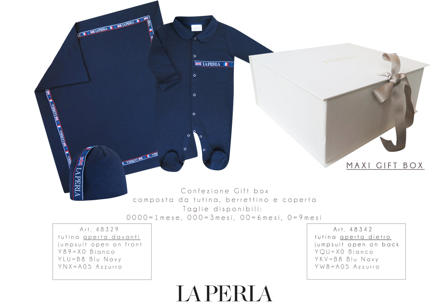 Gift Box de body de manga larga con el gorro y la manta para bebé niño verano La Perla