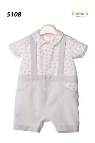 CONJUNTO gris de algodón para bebé niño verano Bimbalò - Modini Shop