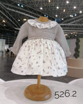 Ropa para niños- vestido punto y tela gris para bebé niña Baby Fashion