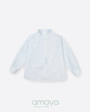Set 593506 Azul para niño de pantalón corto y camisa a rayas de la marca AMAYA