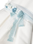 Vestido de ceremonia blanco  lazado azul 603 para niñas de la marca MIMILÚ