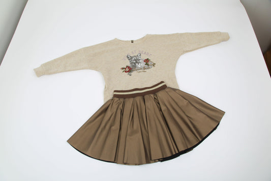 ROPA PARA NIÑOS - SET SUDADERA Y FALDA DORADA LAPIN HOUSE - Modini Shop