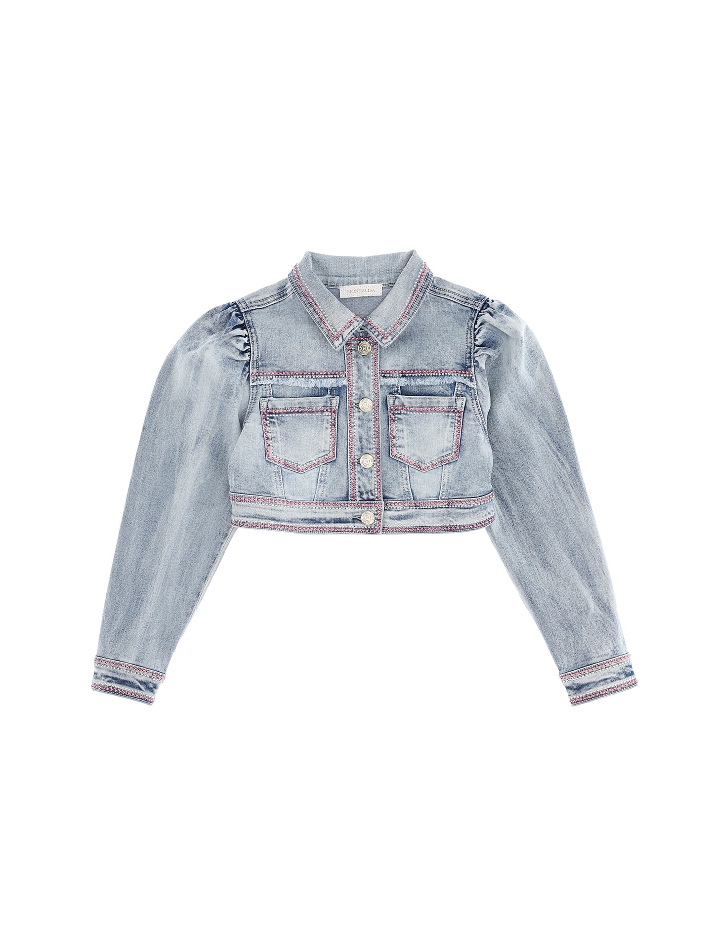 Denim jacket with crystal appliqué - Monnalisa