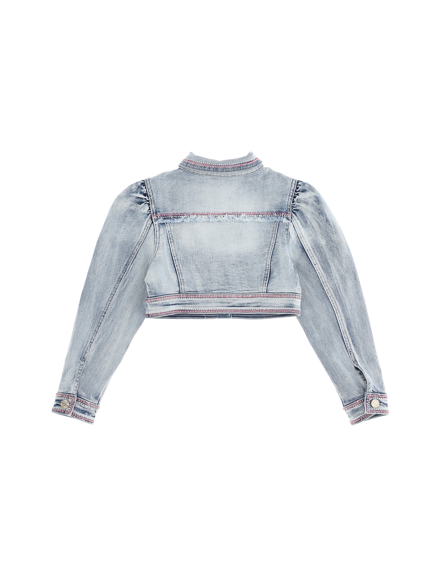 Denim jacket with crystal appliqué - Monnalisa