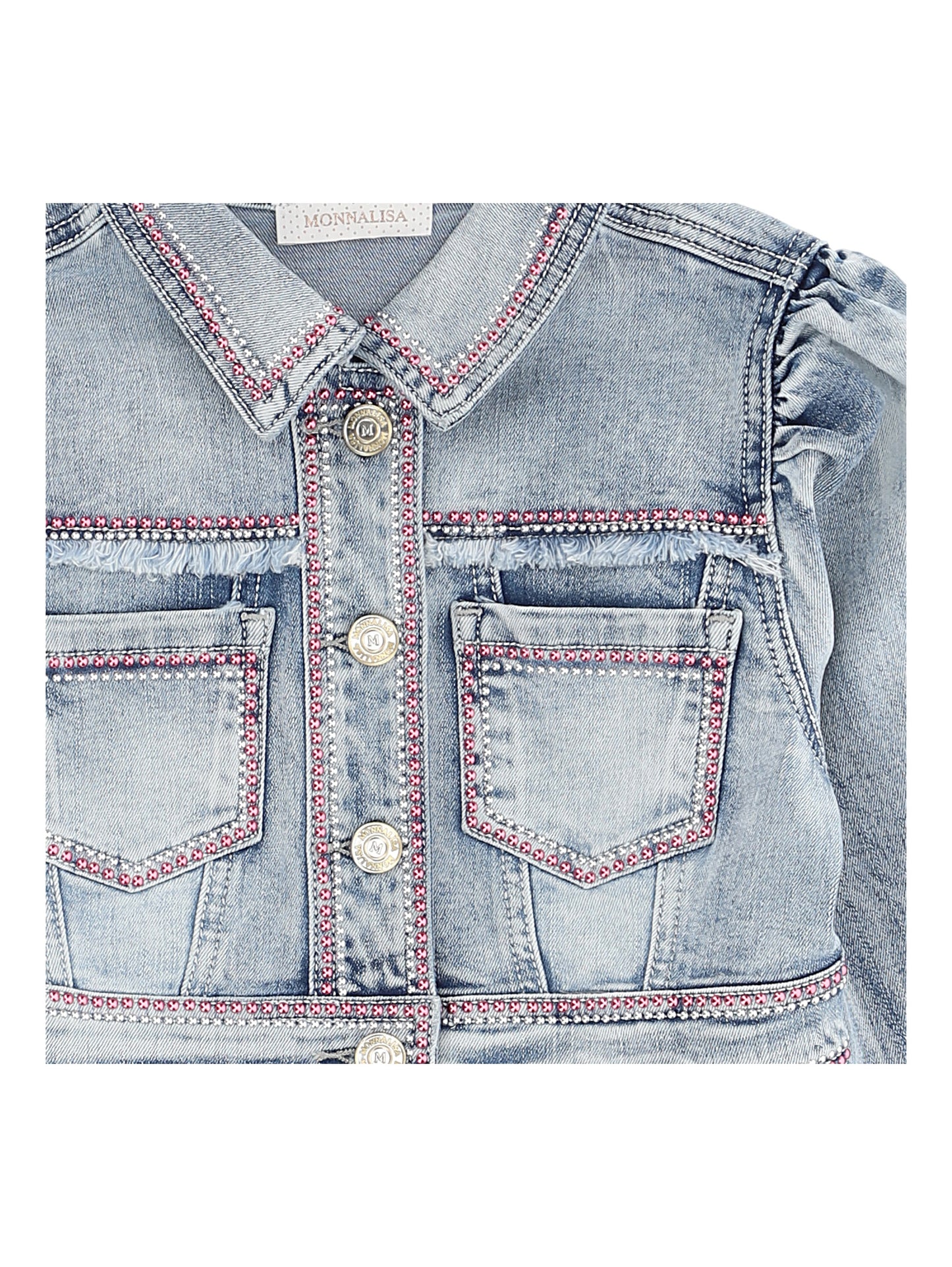 Denim jacket with crystal appliqué - Monnalisa