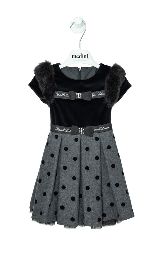 ROPA PARA NIÑOS - VESTIDO GRIS TERCIOPELO LAPIN HOUSE - Modini Shop