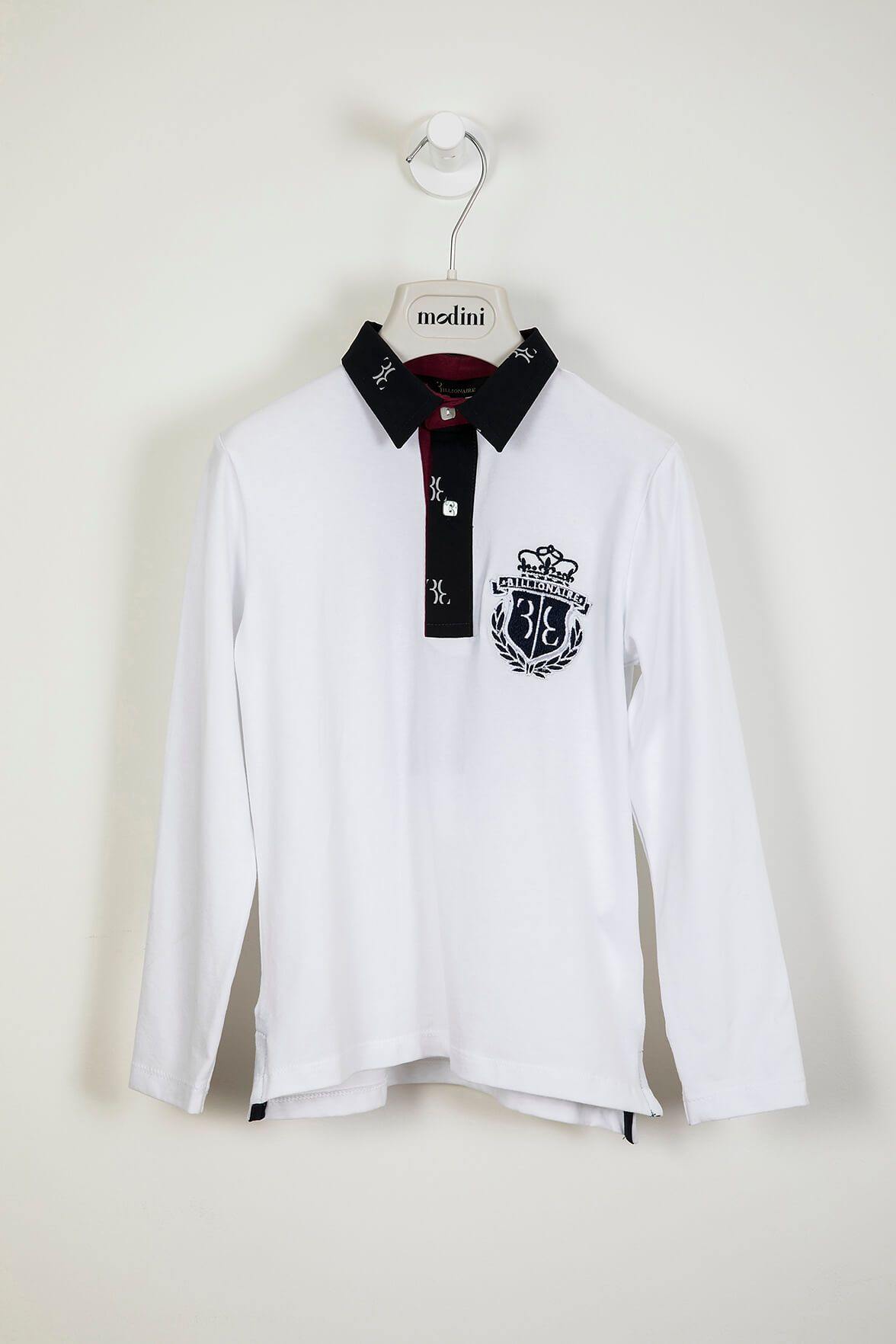 ROPA PARA NIÑOS - Polo blanco con manga larga Billionaire "Lordy" - Modini Shop