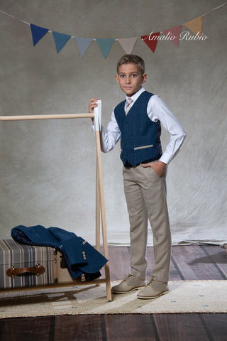 Suit with navy blue vest without jacket for boy AMALIO RUBIO