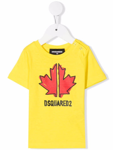 ملابس الأطفال - تيشيرت أصفر شعار DSQUARED2