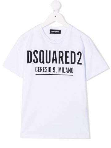 Kids clothing - white t-shirt milano logo DSQUARED2