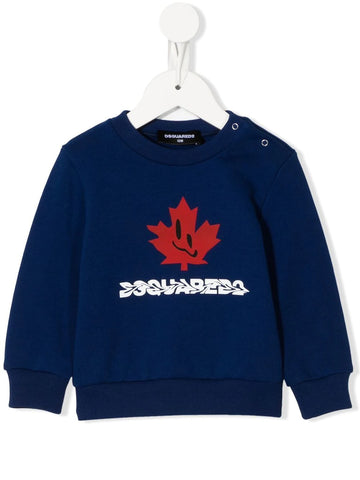 Kids clothing - navy blue sweatshirt logo Dsquared2