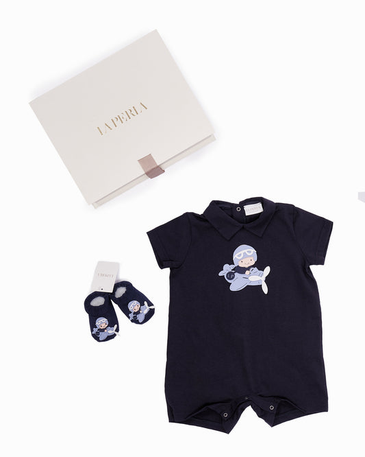 Body helicóptero de manga corta para niño con zapatillas  La Perla