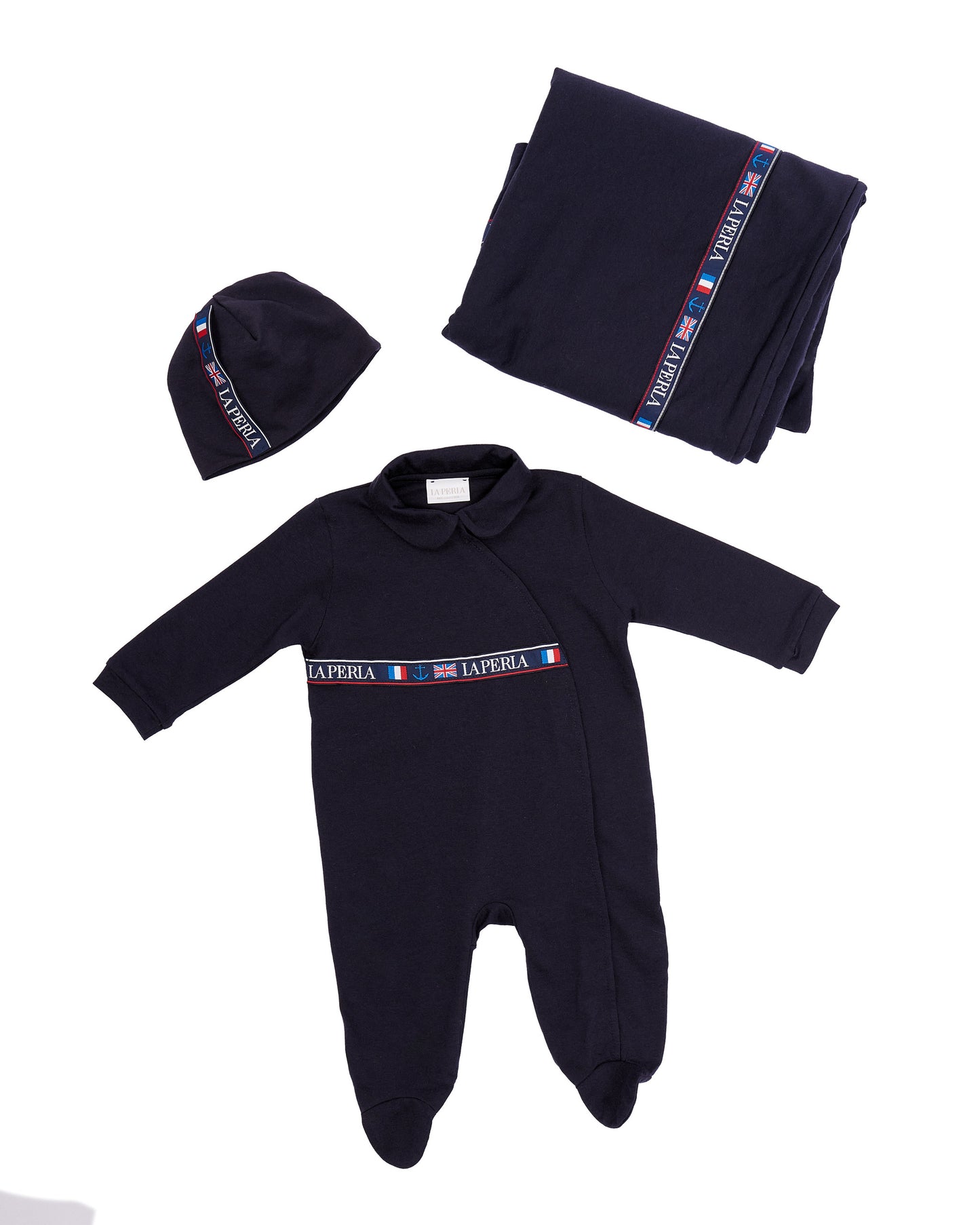 Gift Box de body de manga larga con el gorro y la manta para bebé niño verano La Perla