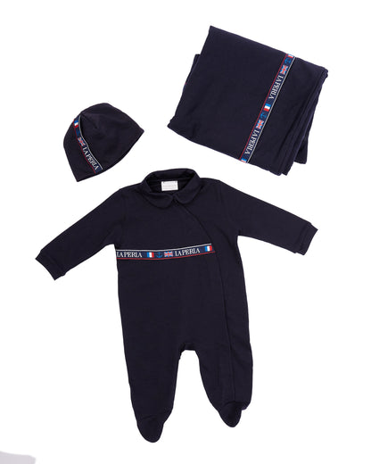 Gift Box de body de manga larga con el gorro y la manta para bebé niño verano La Perla