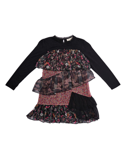 GIRLS CLOTHING - DRESS WITH FLOWERS TWINSET