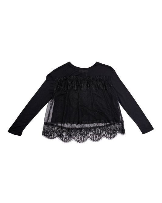 ROPA PARA NIÑAS -  BLUSA NEGRA CON ENCAJE TWINSET