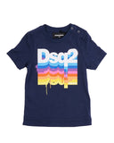 ملابس الأطفال - تيشيرت باللون الأزرق الداكن مع شعار DSQ2