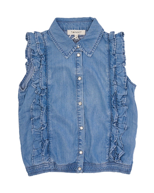 GIRL'S CLOTHING - Twinset Denim Ruffles T-Shirt