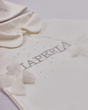 بدلة بيضاء 48089 مع شعار La Perla بأكمام طويلة