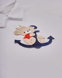 La Perla white short sleeved sailor bear bodysuit for boys with slippers