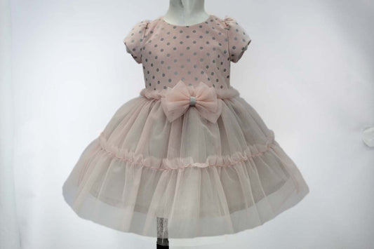 Ropa para niñas - vestido rosa a puntos terciopelo con diadema Ambarabá