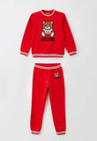ملابس أطفال - سويت شيرت أحمر وبنطلون طويل مزين بشعار الدب وMOSCHINO