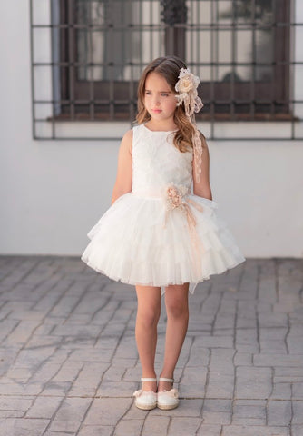 White ceremony dress 432 for girls of the brand MIMILÚ