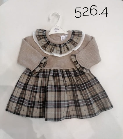 Ropa para niños- vestido punto y tela a cuadro para bebé niña Baby Fashion