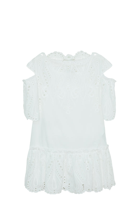 ROPA PARA NIÑOS - VESTIDO TWINSET - BLANCO ALGODON