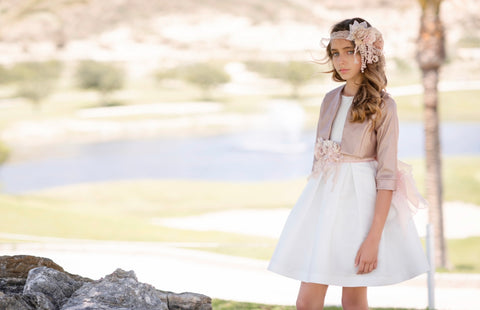 Vestido de ceremonia blanco 434 para niñas de la marca MIMILÚ