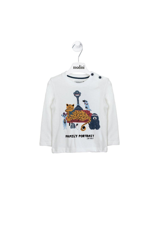 ROPA PARA NIÑOS - CAMISETA BLANCA ANIMALES JEAN BOURGET - Modini Shop