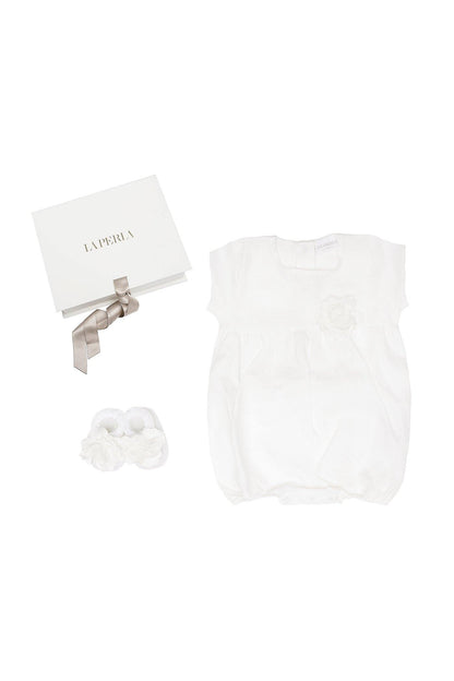 Body con manga corta de lino para bebé niña verano La Perla - Modini Shop