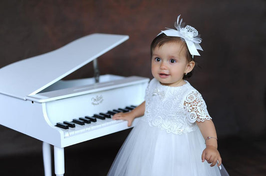 ROPA PARA NIÑAS - VESTIDO BLANCO M 7734 - Modini Shop