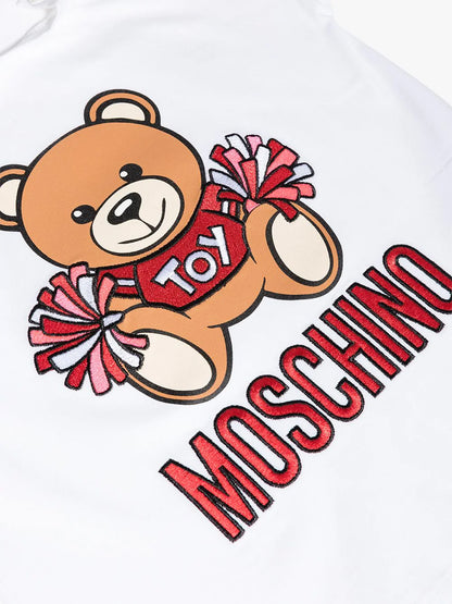 Ropa para niños -  camiseta blanca para bebé niña con bordado de oso y logo MOSCHINO