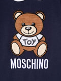 Gift Box del body azul de manga corta con logo y oso para bebé niño verano MOSCHINO