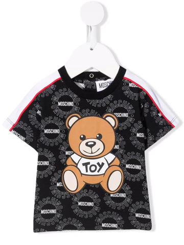 Ropa para niños -  camiseta Toy negra para bebé niño con bordado de oso y logo MOSCHINO